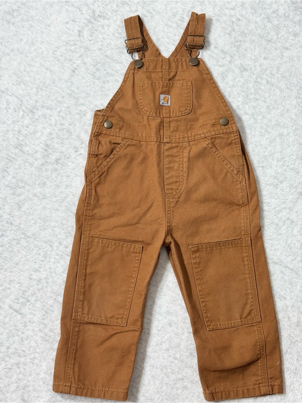 Carhartt Brown Duck Canvas Bib Overalls 2T Toddler Cotton Workwear Vintage Style
